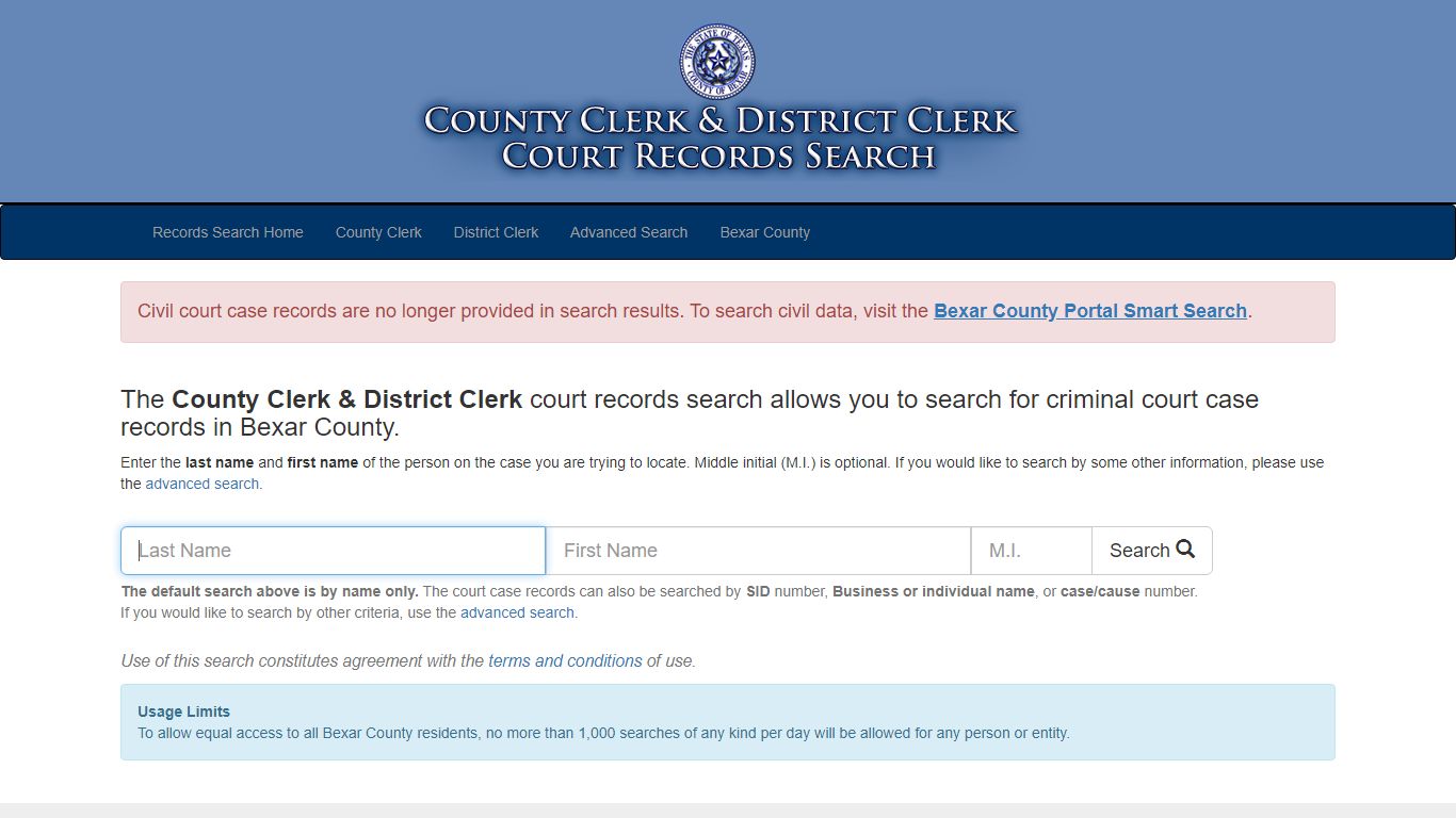Court Records Search - Bexar County, Texas